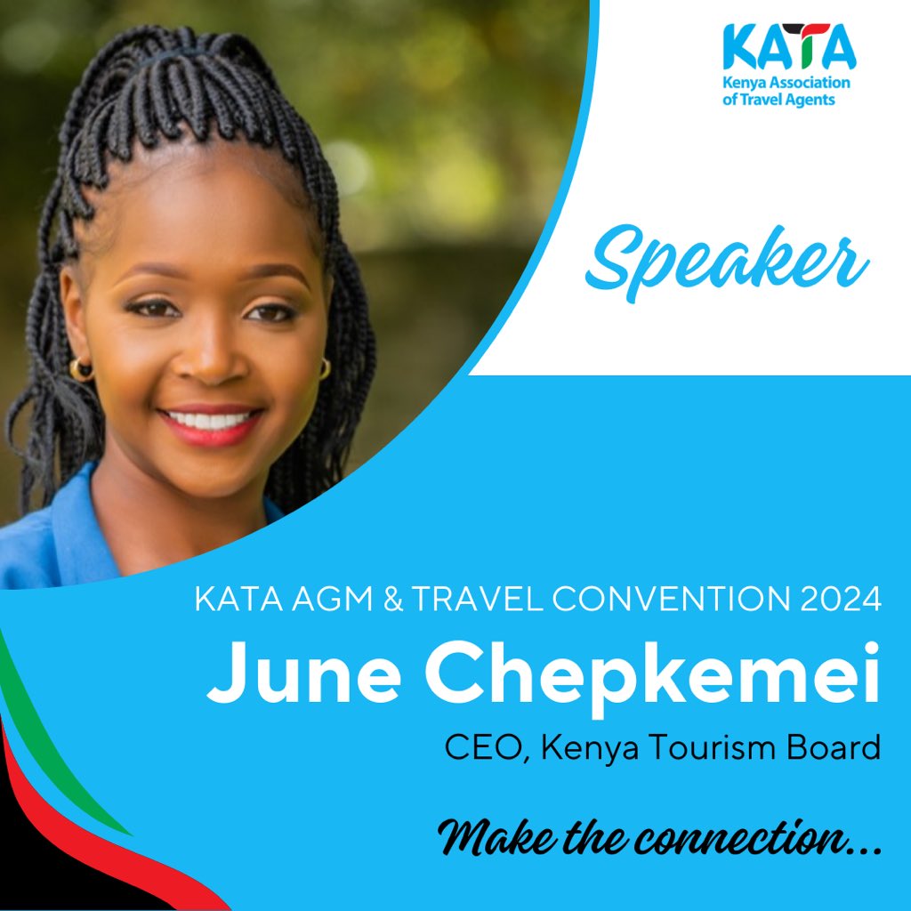 Thrilled to announce Ms. @JuneChepkemei as a distinguished speaker at the KATA AGM & Travel Convention 2024! She'll be on the opening panel discussing 'People, Policy, Profit: The 3Ps Defining the Kenyan Travel Industry in 2024.' Don't miss insights on navigating challenges and