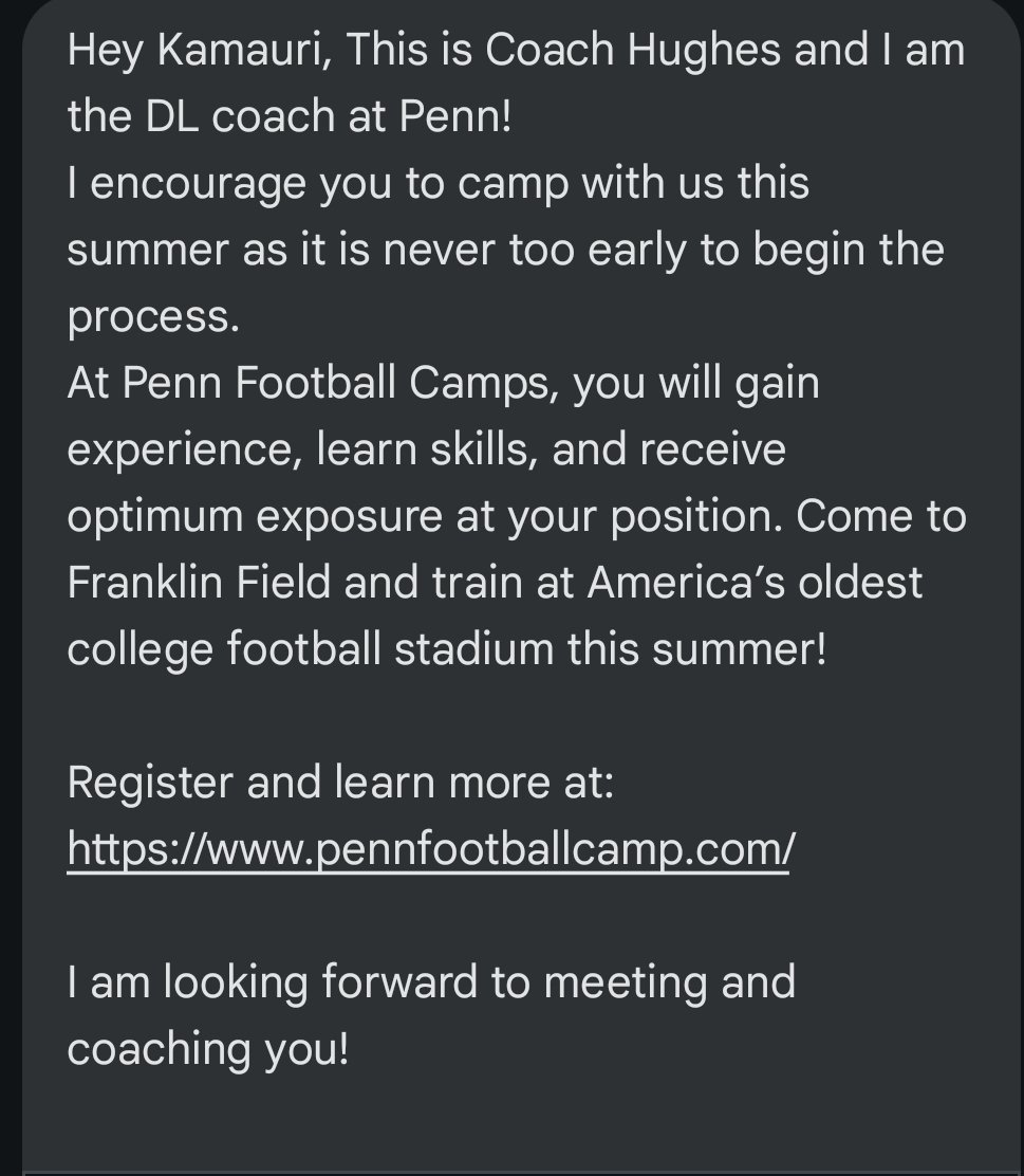 Thank to @CoachHughesUP @PennFB for the opportunity ‼️🐊🐊🔴🔵⚪️ #nacnation #stepinacfootball #classof2026 #NY26TOP100