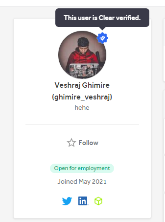 Excited to share 
I am now part of <a href="/Hacker0x01/">HackerOne</a> Clear!! 🥳