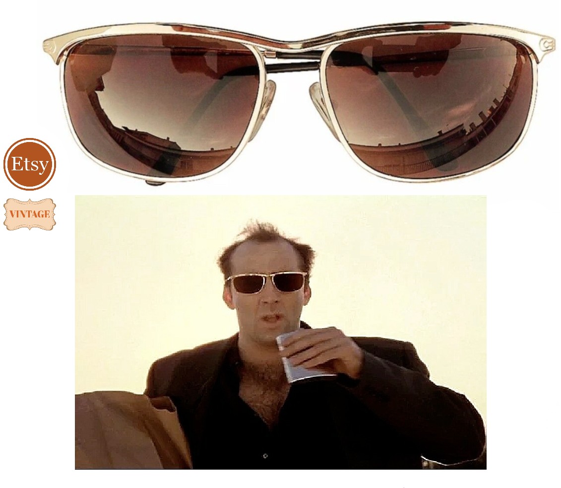 #Persol Ratti Key West Sunglasses - #vintage 80s - Nicolas Cage Leaving Las Vegas Movie - 24 kt Gold-Plated Frames - Etched Lenses - #GiftForHim #etsyshop #etsy t.ly/lvU8G