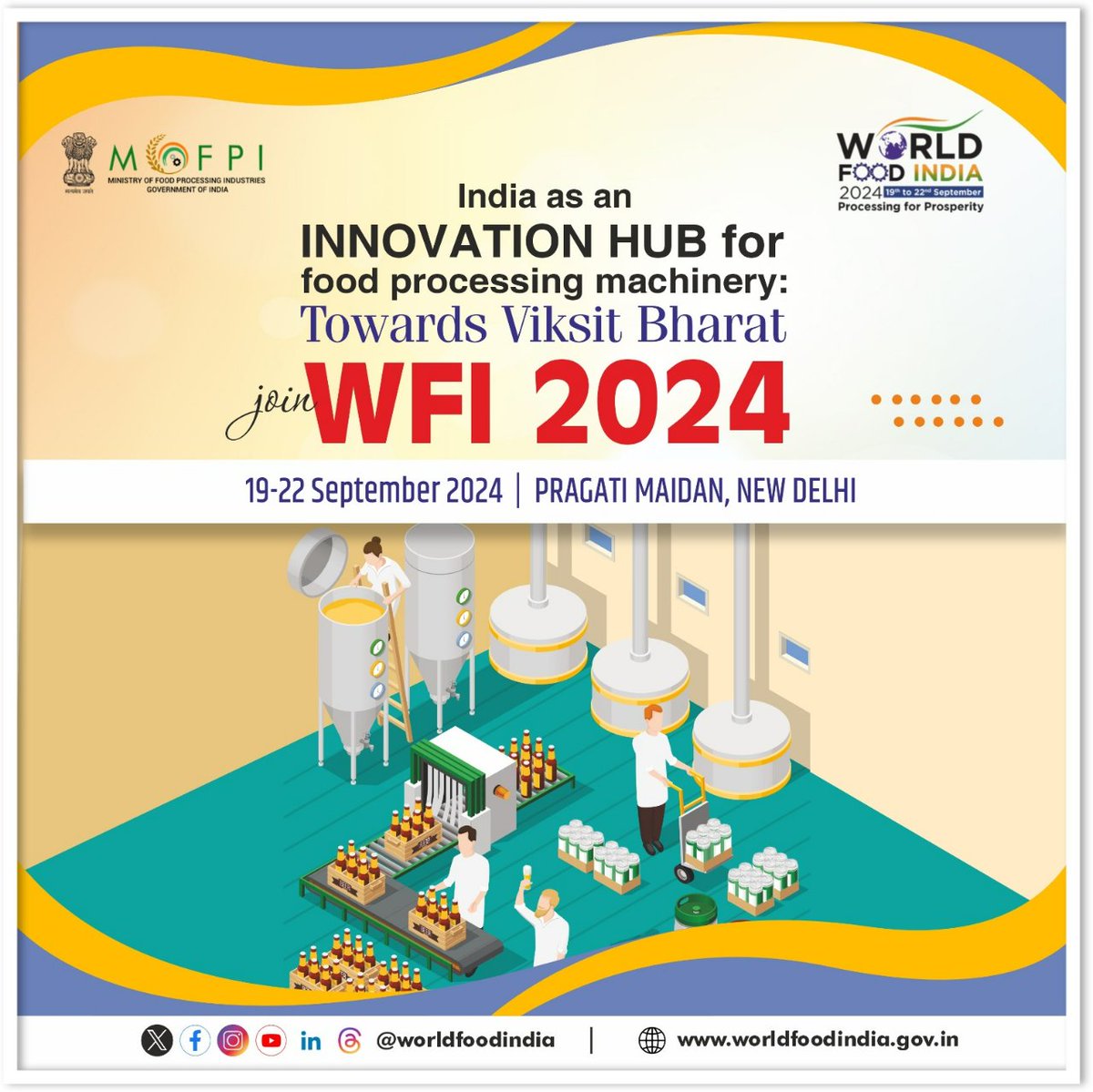 India’s entrepreneurial ecosystem is a potential hub for ‘Viksit Bharat’. It is driven by consumer preferences and the increasing disposable income of #FoodProcessing sector. A mindful session is waiting for your presence. Click worldfoodindia.in for more info.

#WFI2024