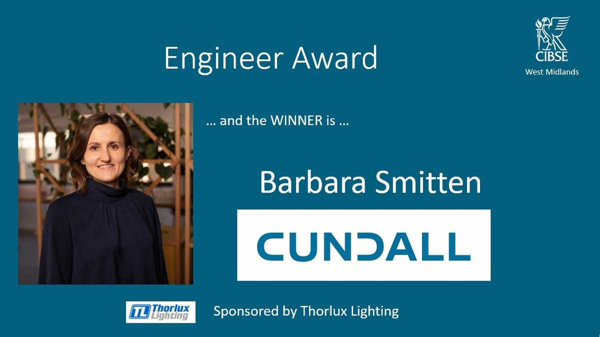 The winner of the CIBSE WM Engineer of the year award is Barbera Smitten of Cundall @Cundall_Global
