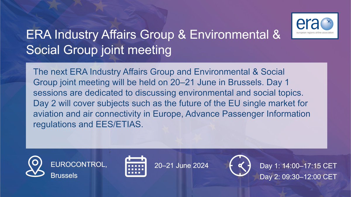 Have you ever been to one of ERA's Group meetings, where members get the chance to learn more about the issues affecting their businesses, exchange best practice and influence our policy work? Our next meetings take place in June - find out more at: eraa.org/events/era-gro…