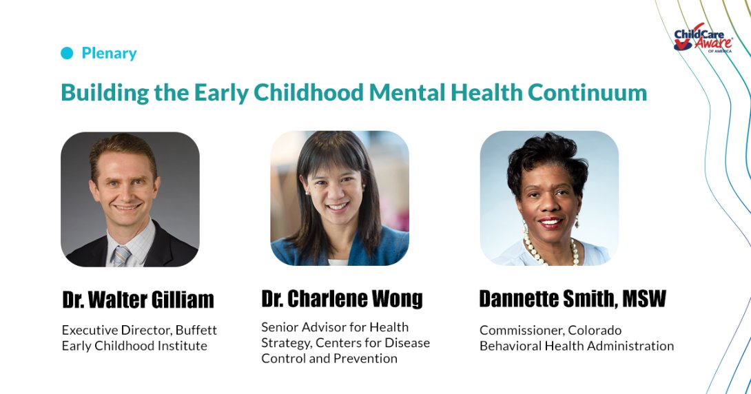 What does it look like to support young children & their caregivers across a continuum of mental health supports? Find out at today's closing plenary, 'Building the Early Childhood Mental Health Continuum' with Dr. @WalterGilliam, Dr. Wong & Dannette Smith, MSW. #ccaoaSymposium24
