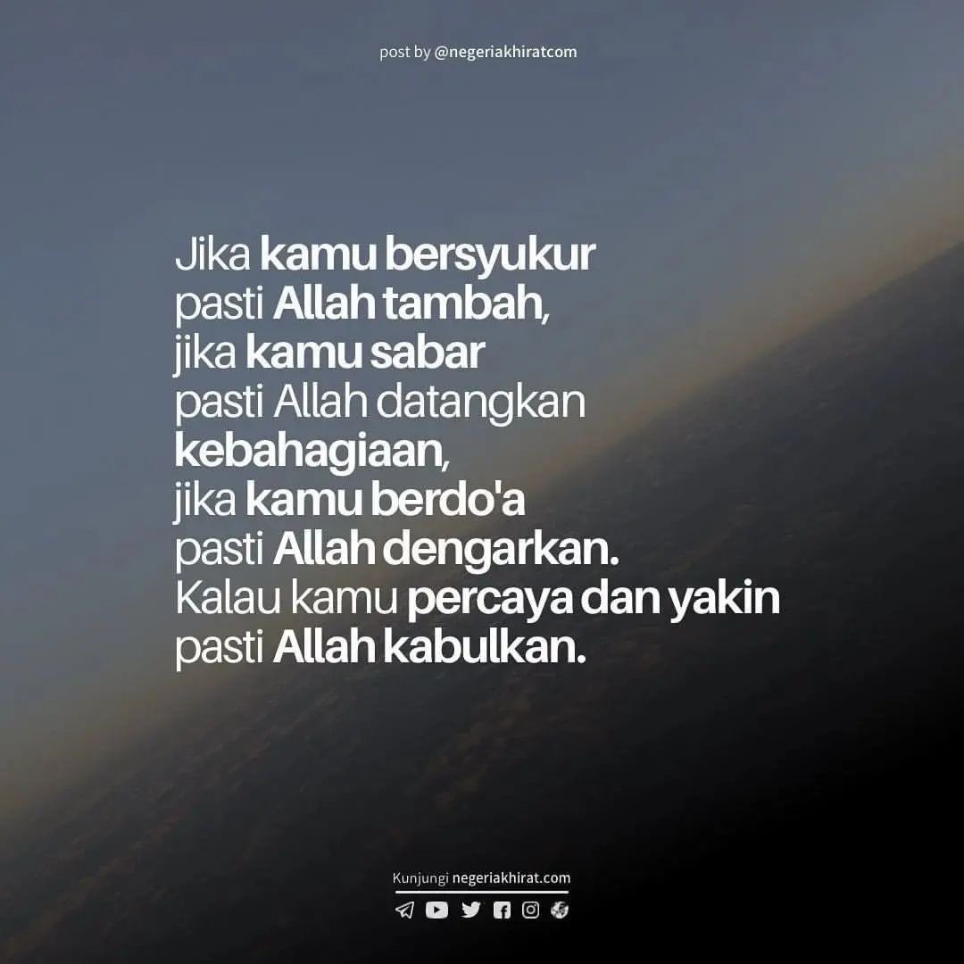 Jika kamu bersyukur pasti Allah tambah.