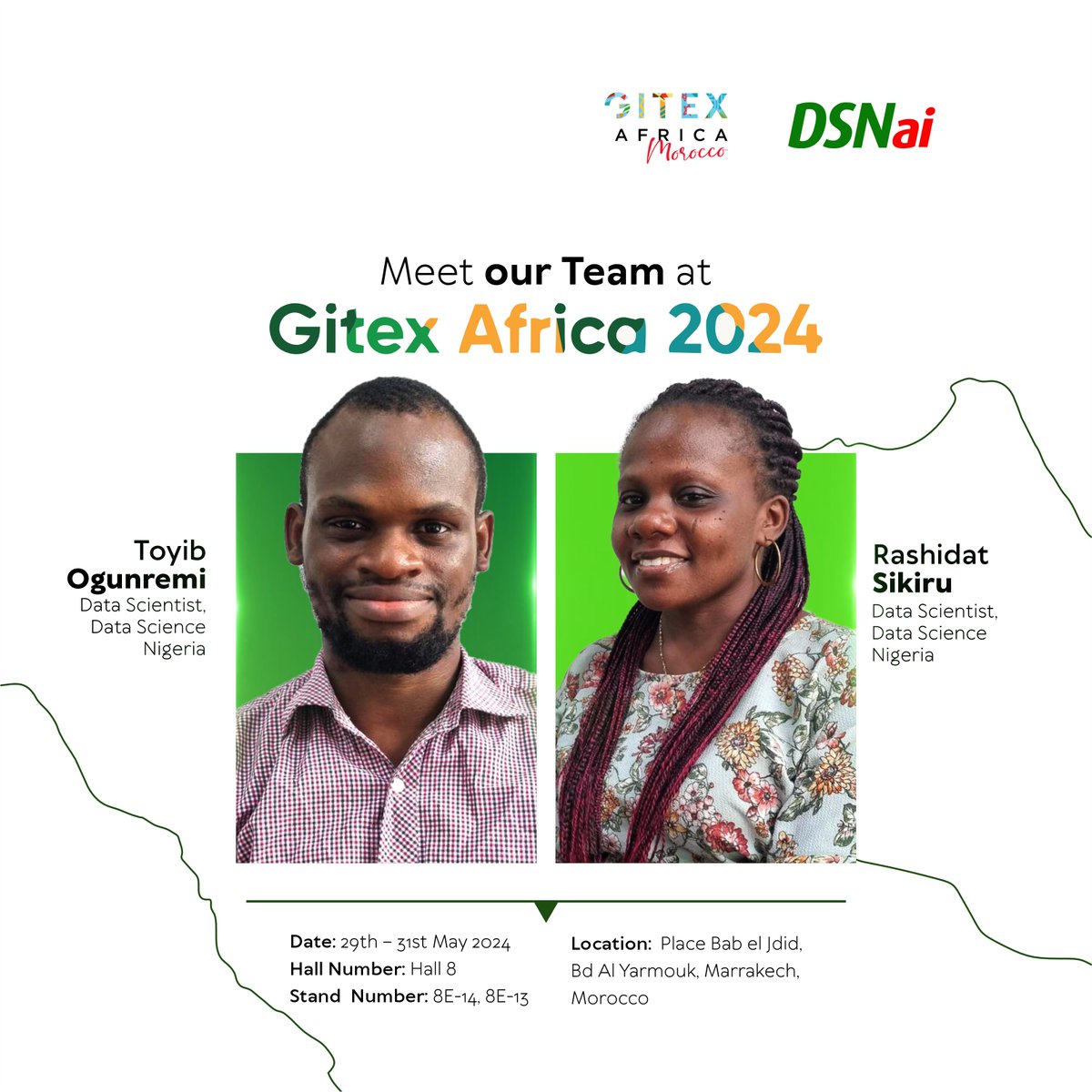#GITEXAfrica 2024 is just 7 days to go! Meet our 7-person team in Marrakesh, Morocco from May 29-31 to learn more about our Afrocentric LLM solutions that addresses African challenges. Find us at Hall 8, Stand 8E-14, 8E-13. See you there!