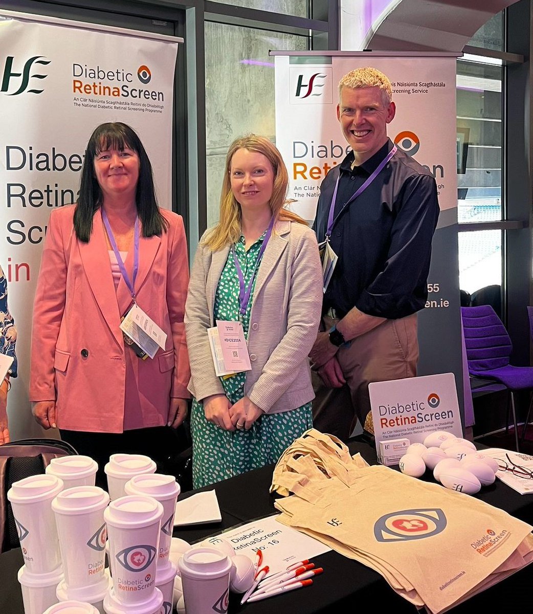 Today we're attending the #Diabetes in Ireland Conference #DICE2024 in @CrokePark. Drop by our information stand to meet our #DiabeticRetinaScreen team and get all the information you need about #screening for #retinopathy in people with Type 1 or 2 diabetes. #ChooseScreening
