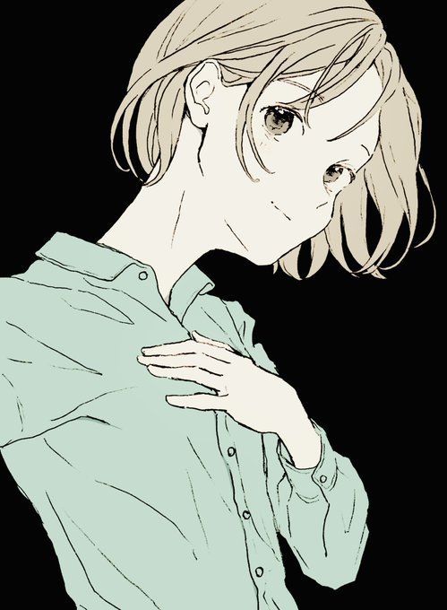 「hand on own chest short hair」 illustration images(Latest)