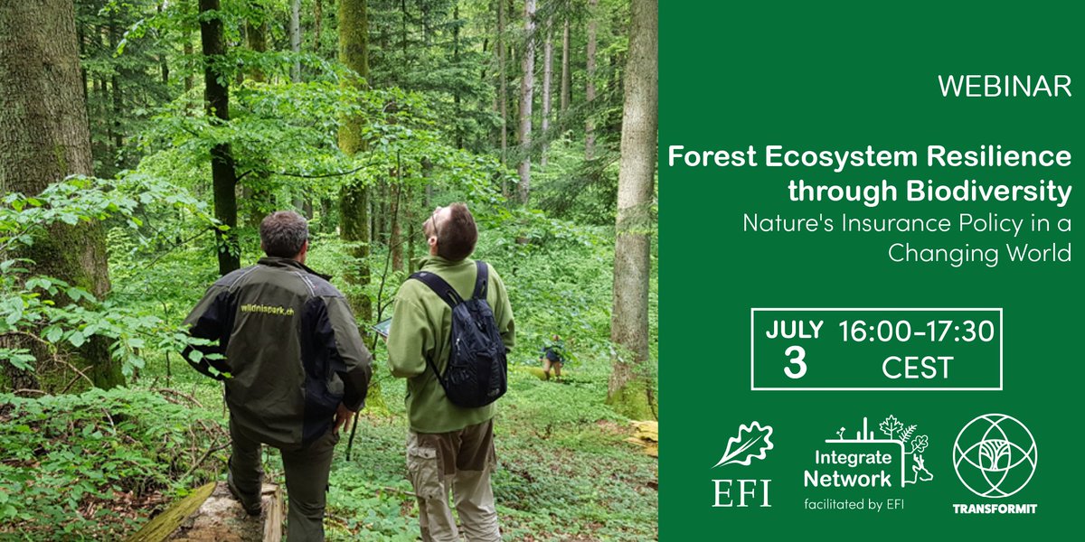 🌳 On #BiodiversityDay we’re pleased to announce our next online #webinar titled “Forest Ecosystem Resilience through Biodiversity - Nature's Insurance Policy in a Changing World” on 3rd July 16.00–17.30 CEST. Sign up here: lnkd.in/eC6PVw2J @europeanforest @EfiGovernance
