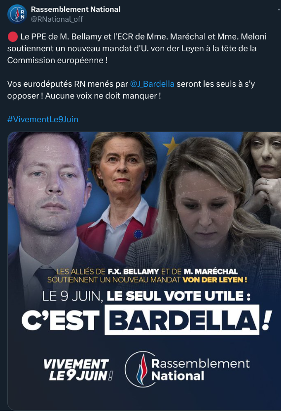 Tiens, quelqu'un a disparu du visuel depuis le divorce avec l'AFD et le déplacement de Marine Le Pen chez Vox 👀