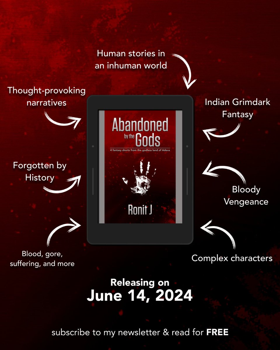 Final proofreading & formatting done ✔️

Abandoned by the Gods is set to release on 14 June 2024!

Subscribe to my newsletter to get a copy of the ebook on the release date for FREE! Link in bio!

#shortstories #grimdarkfantasy #Adeva #bookrecs #fantasybooks #BookTwitter #Booktwt