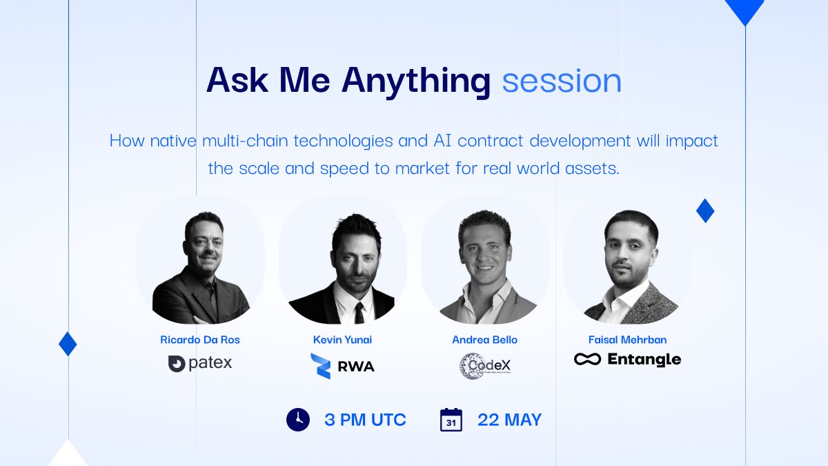 @RWA_inc_ is thrilled to host another exciting #askRWA AMA. This episode covers: How Native Multi-chain Technologies and AI Contract Development will Impact the Scale and Speed to Market for Real World Assets Spaces link: x.com/i/spaces/1ZkKz… Speak with industry leaders