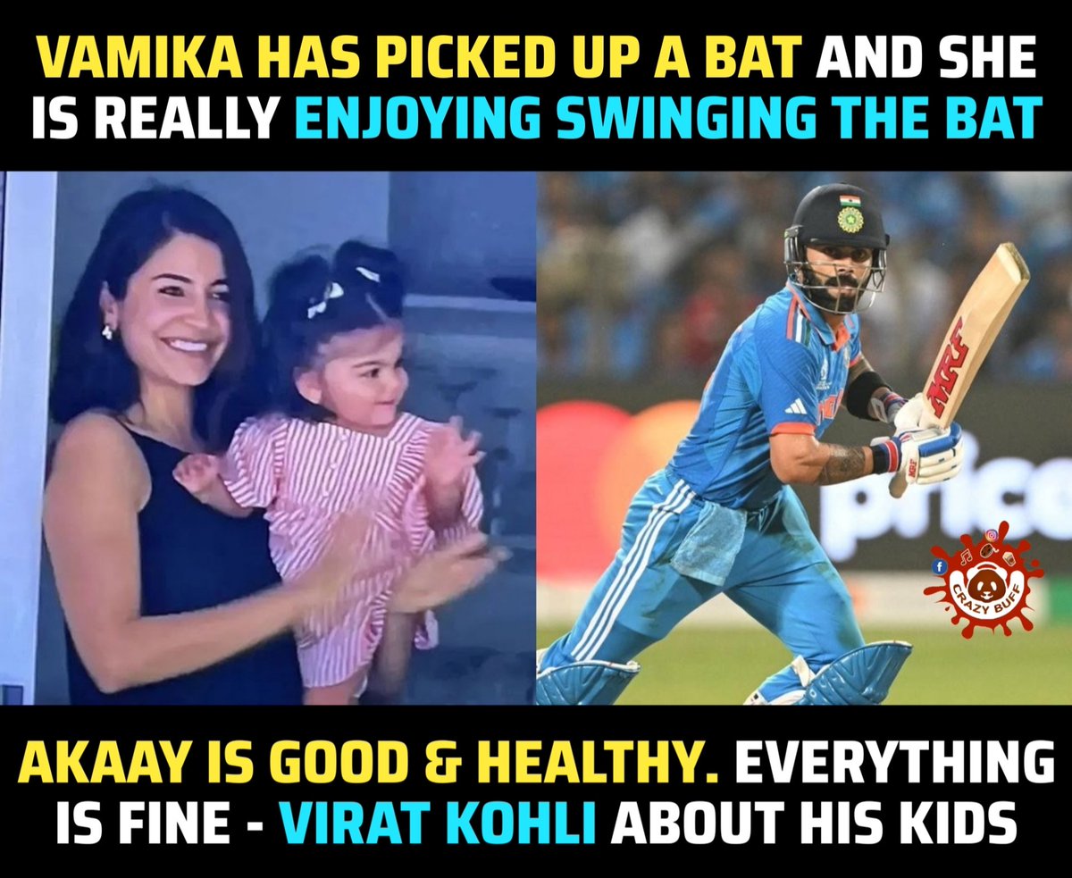 #ViratKohli says that his daughter #Vamika has picked up Cricket Bat.

#AnushkaSharma #AkaayKohli #rcb #cricketupdates #ipl