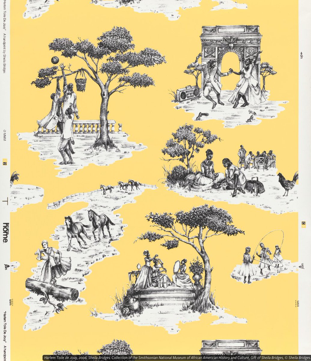 “I created Harlem Toile to lampoon some of the stereotypes commonly associated with African Americans, but ultimately to celebrate our complex history and rich culture, which has often been appropriated.” — Sheila Bridges