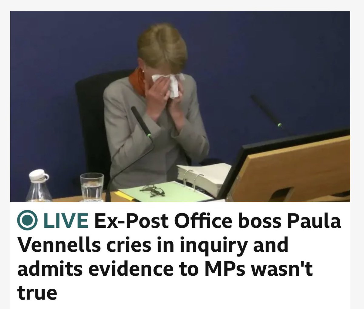 abbas0888's tweet photo. Paula Vennells should face jail. Tears will never be enough to rectify the hundreds of wrongfully prosecuted, innocent sub-postmasters. Lives have been destroyed, and lives have tragically been taken on her watch, 

#PostOfficeScandal
#PostOfficeInquiry #JusticeForPostmasters https://t.co/sj1eM9VCGC