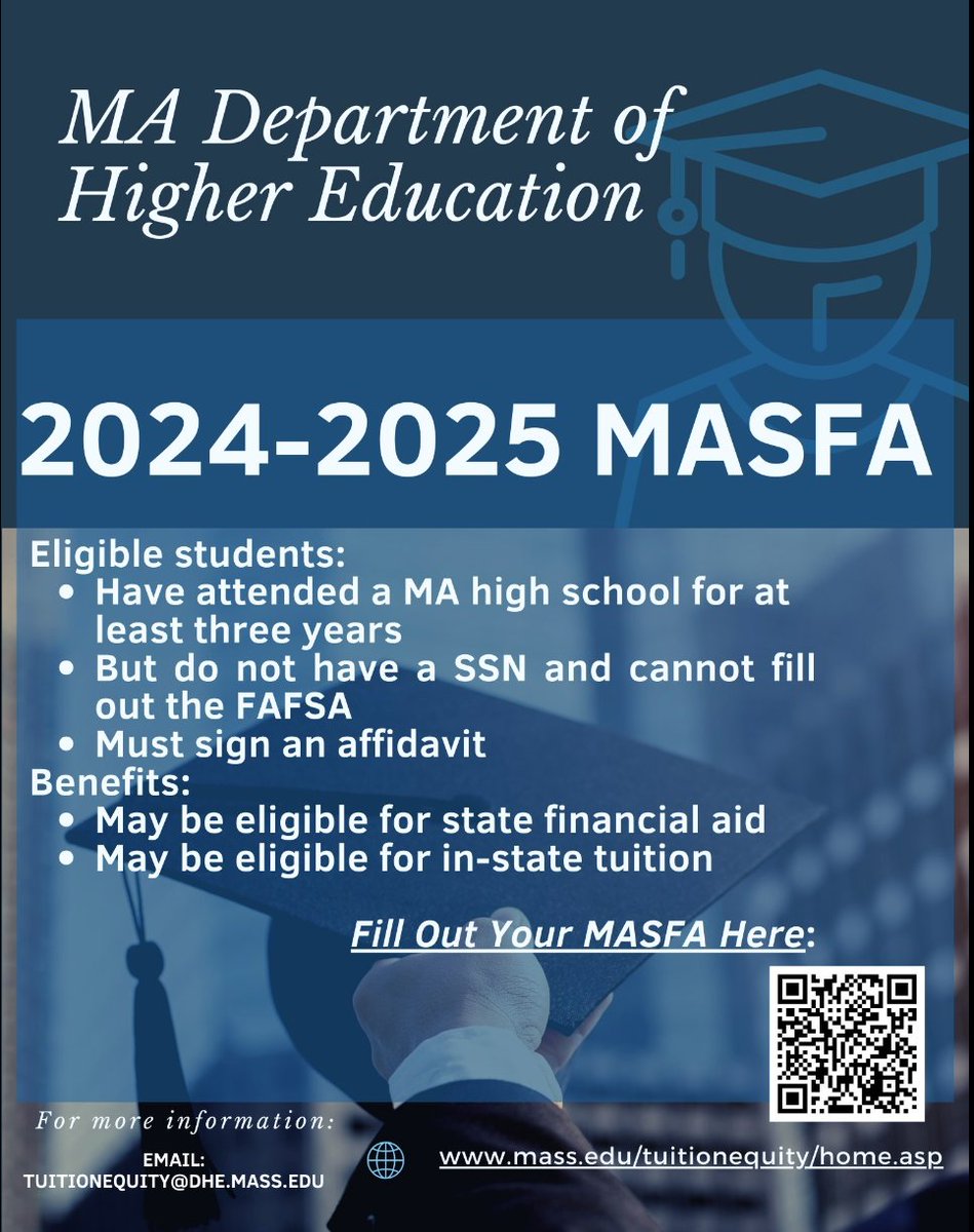 🎓Important Reminder!

📲Scan the QR Code for more information!

#GEARUPworks #GEARUPMA #ContinuingEducation  #CollegeReady #CollegeConfident #CareerReady #FinancialAid #FAFSA #Graduates