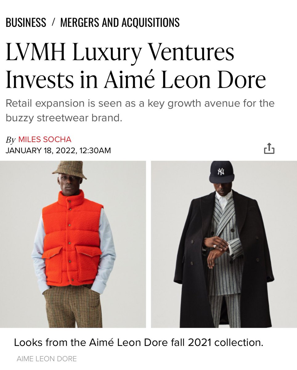 We are seeing the first stages of LVMH’s minority investment into Aimé Leon Dore. Aimé Leon Dore x Rimowa is smart.