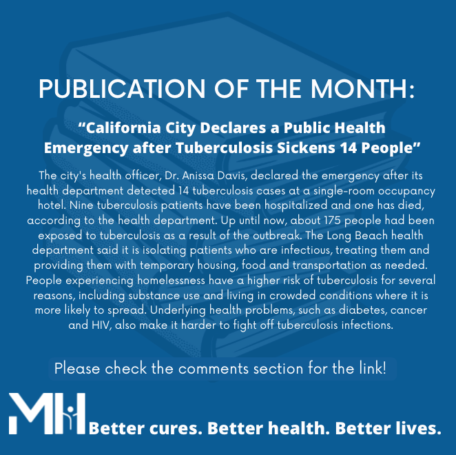 Once a month, we like to share an insightful publication about #tuberculosis! CA city declares public health emergency due to TB outbreak: ow.ly/3JsX50RAfqN #StopTB #EndTB #YesWeCanEndTB #InvestToEndTB #infectiousdiseases #publichealth #US #CA