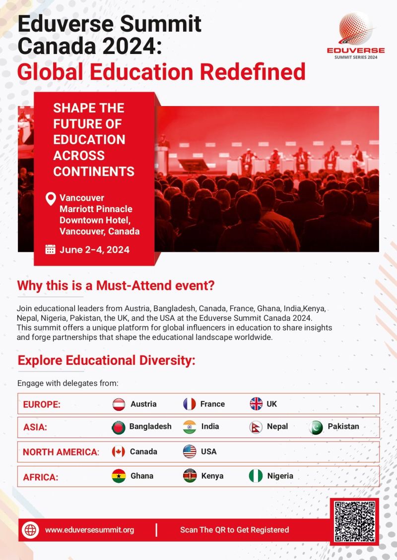 Eduverse Summit Canada 2024 is a one-of-its-kind educational event that is a must-attend for all education heads!

👉 Scan the QR code to get registered now! OR Click here to Register bit.ly/3IKn01E