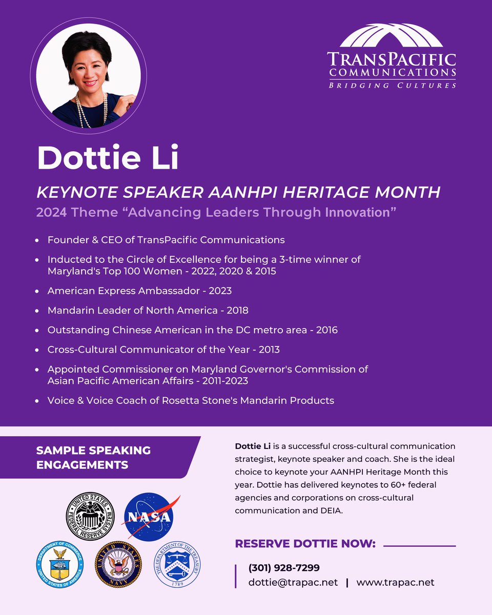 Very excited Metro @wmata is celebrating AANHPI Heritage Month today. It is my 5th keynote this month. Metro's Chief DEI Officer Darlene Slaughter is a visionary leader! 

#AANHPIHM 
#AsianAmericanSpeaker 
#KeynoteSpeakerDottieLi 
#SpeakerLife
#Metro
#WMATA
#DMV
