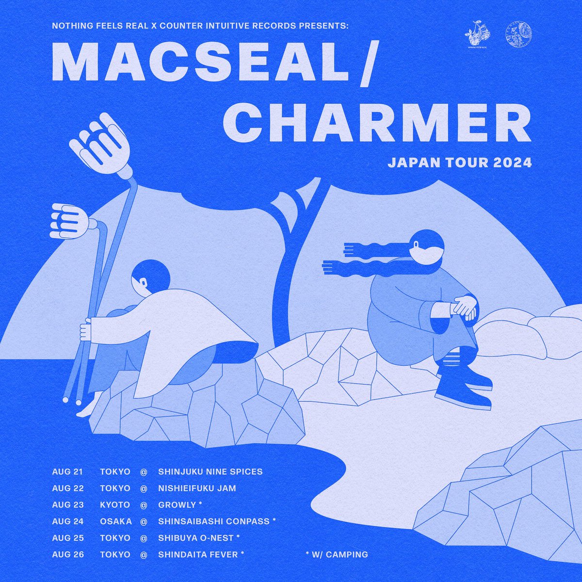 Macseal / Charmer Japan Tour 2024 開催決定

8/21(水) 新宿NINE SPICES
8/22(木) 西永福JAM
8/23(金) 京都 GROWLY *
8/24(土) 心斎橋 CONPASS *
8/25(日) 渋谷O-NEST *
8/26(月) 新代田FEVER *

* w/ Camping

🗒️: nothingfeelsreal.com/2024/05/macsea…

Tickets are on sale now ⭐️🎨
linktr.ee/nothingfeelsre…