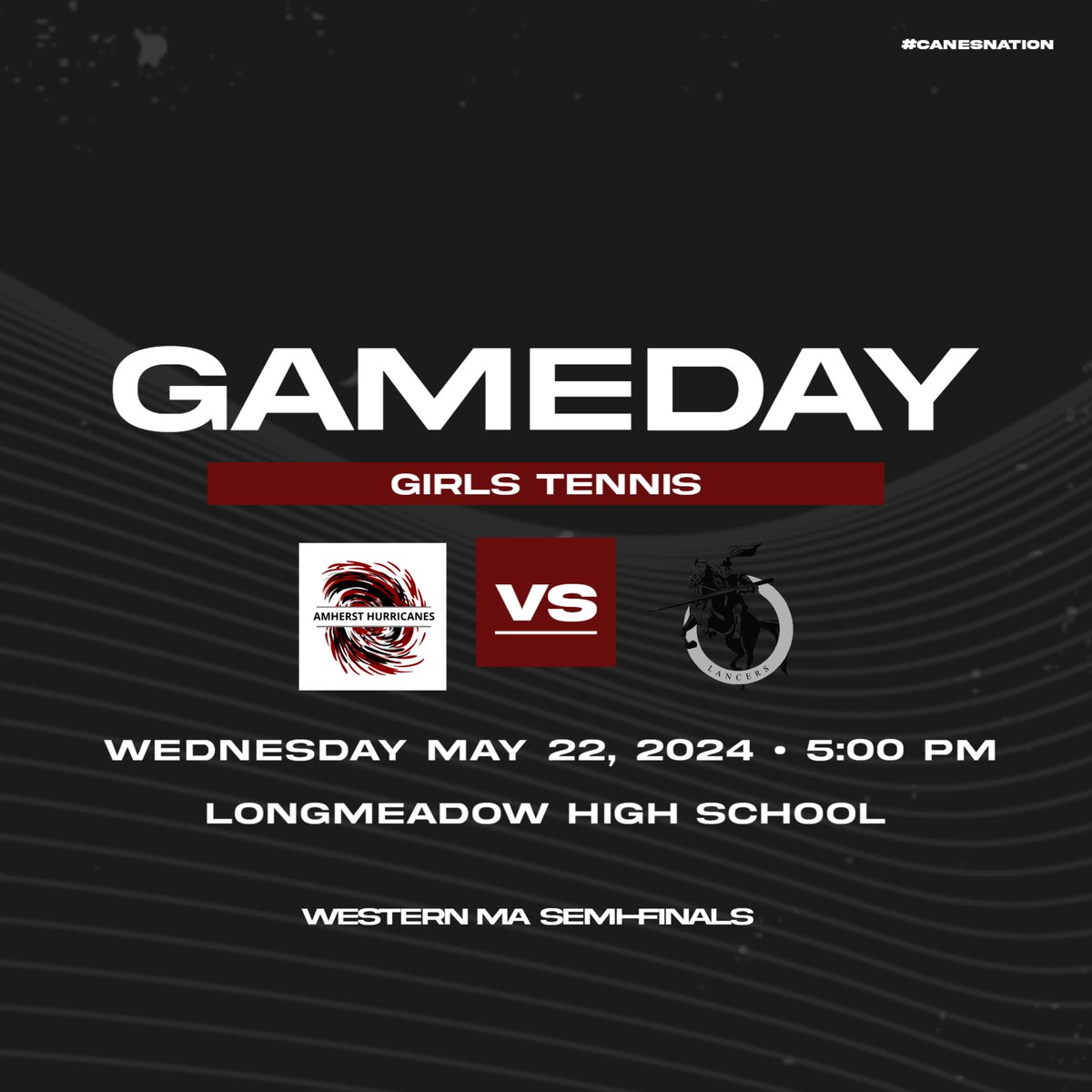 Come out and support our Hurricanes compete in the Westem MA Semi-Finals! 5:00 PM @LongmeadowHigh #CanesNation