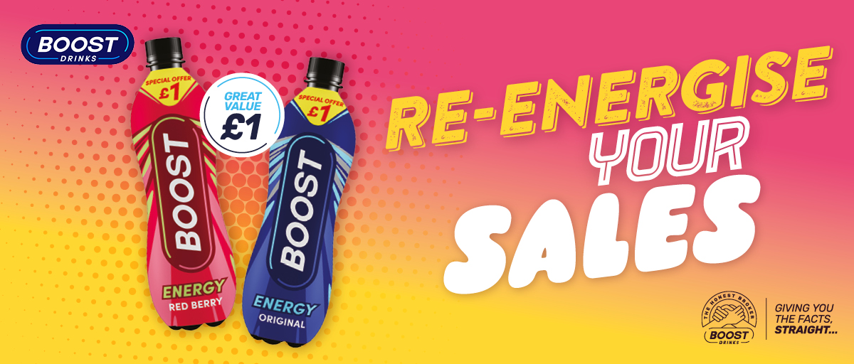 Re-energise your sales with Boost 500ml bottles at an amazing price point of £1!