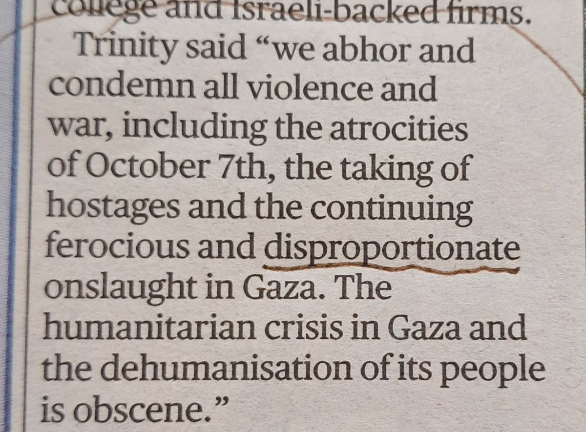 So eager to join its pro-Hamas students who evidently abhor all Jews, Trinity College @tcddublin should enlighten us as to what it considers to be a 'proportionate' response to the Jew murders, mutilations, rapes, defilements and kidnaps of Oct 7th.

How many of each would be OK?