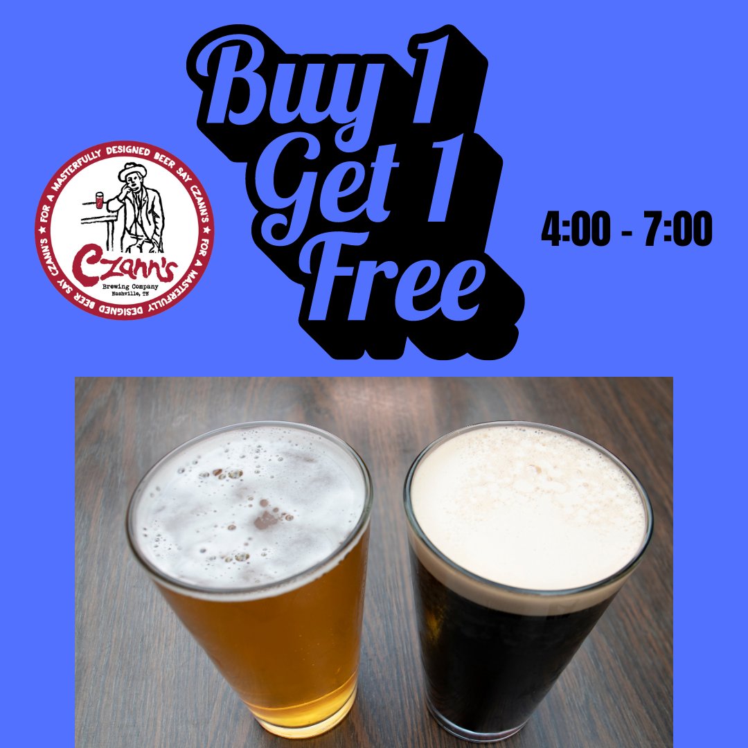 Wednesday is 2 for 1 beer pints from 4:00 - 7:00pm!
