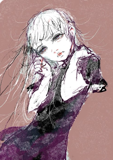 「black dress puffy short sleeves」 illustration images(Latest)