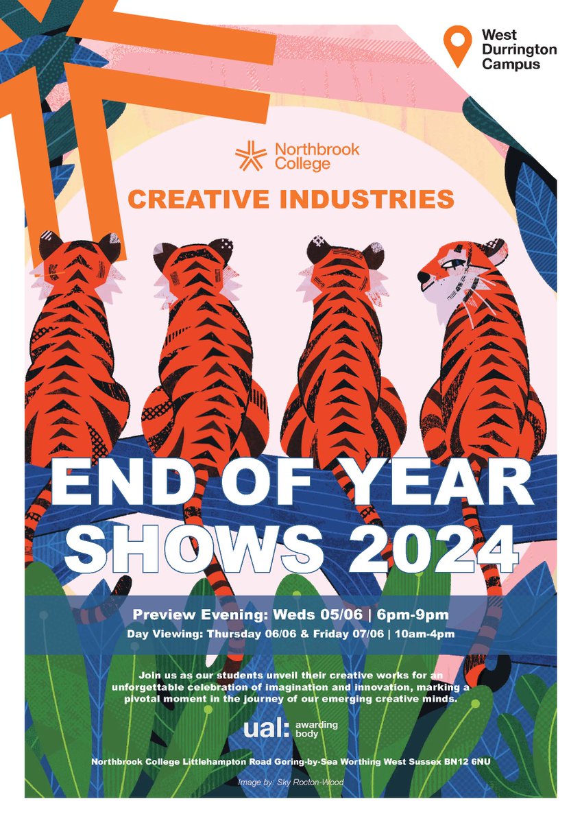 Join us for an inspiring evening at our Northbrook Creative Industries End of Year Shows 🎨✨
 
Preview Evening: Weds 05/06 | 6pm-9pm

Day Viewing: Thursday 06/06 & Friday 07/06 | 10am-4pm
 
#MadeAtNorthbrook #EndOfYearExhibition