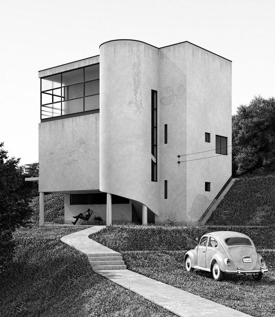 Hoffmann Villa in Budapest, designed and built in 1934 by Modernist architect and urban planner József Fischer, member of the Hungarian group of CIAM (International Congresses of Modern Architecture)