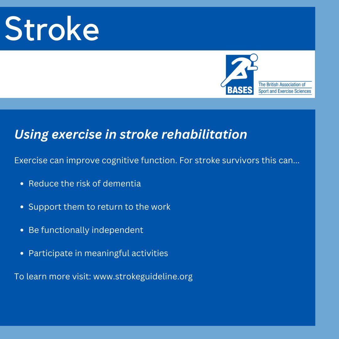 May is Action on Stroke Month, and to create awareness around this, the EDI Advisory Group have created the graphics below with information about research and how to implement exercise in stroke rehabilitation. If you'd like to find out more please visit strokeguidance.org