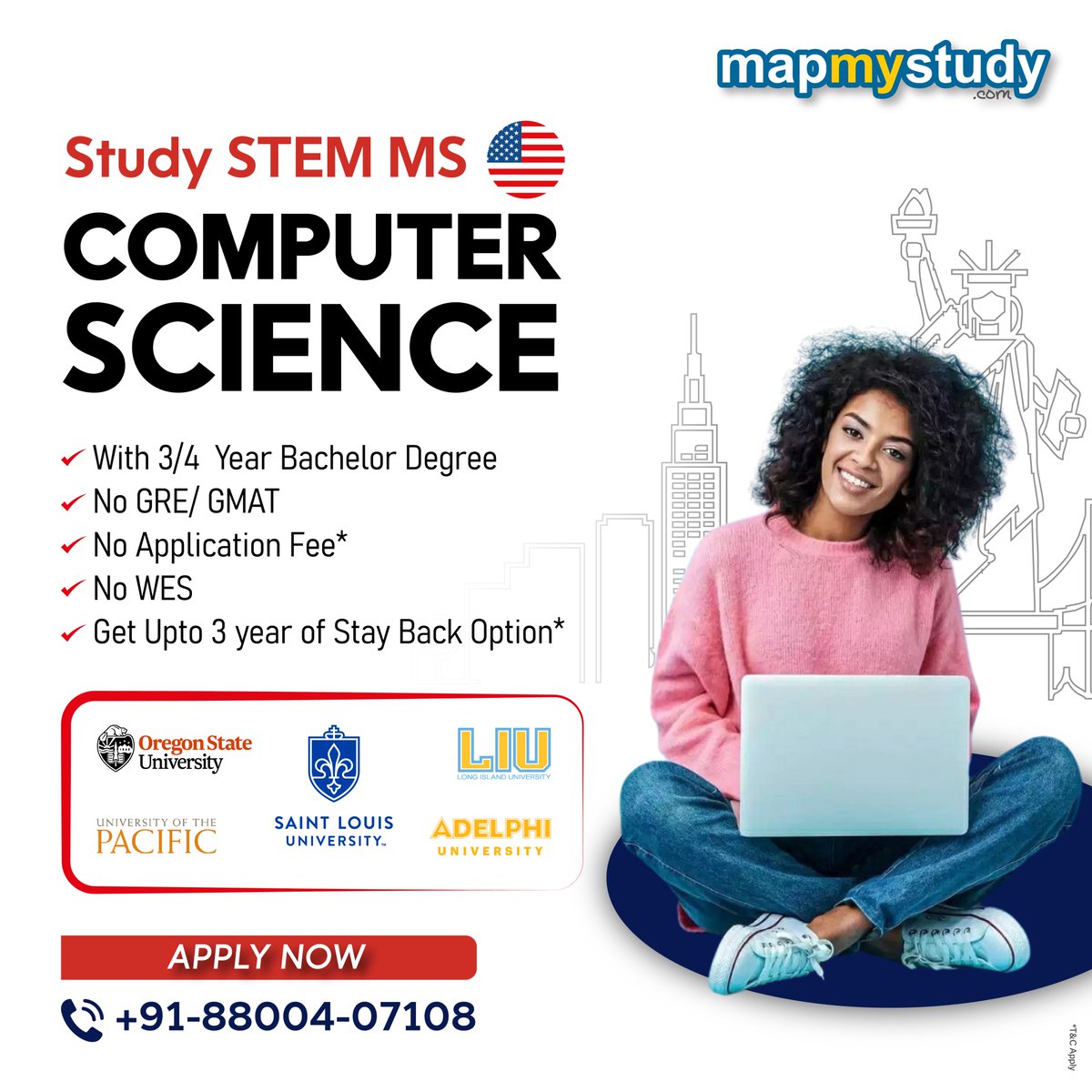 Study Computer Science in the USA and turn your aspirations into reality, where innovation and technology converge to offer unparalleled educational opportunities

Talk to our expert counsellors at 88004-07108 / 98717-76589.

#StudyInUSA #USA #StudyAbroad #MapMyStudy