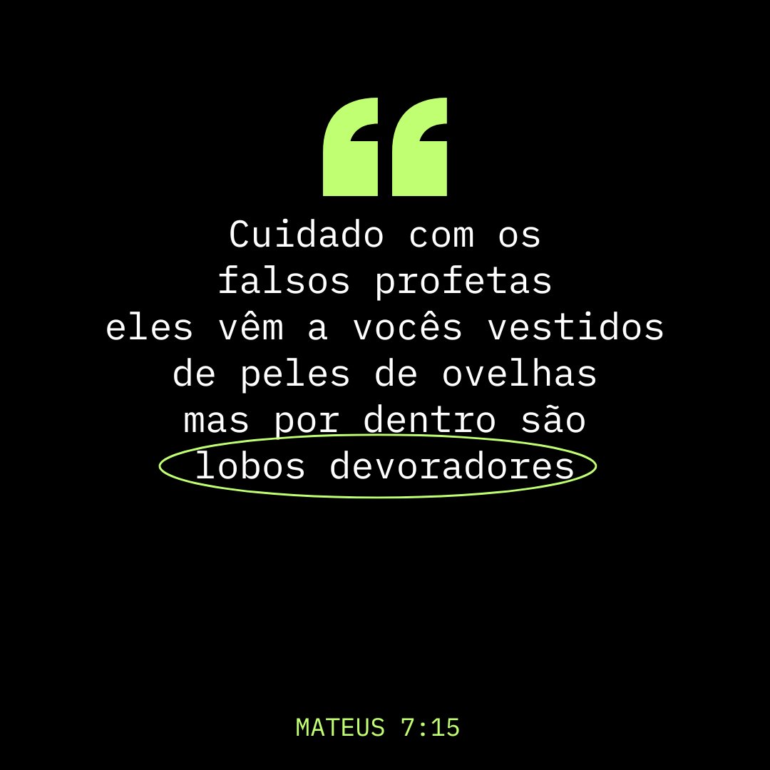 jonas1blessed's tweet photo. "Cuidado com os falsos profetas. Eles vêm a vocês vestidos de peles de ovelhas, mas por dentro são lobos devoradores"
[ Mateus 7:15 ] https://t.co/f5QIMZYCMf