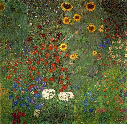 Gustav #KLIMT, 'FARM GARDEN WITH SUNFLOWERS' 1912 #art #arttwit #iloveart #secession #wien #artlover #flowers #sunflowers