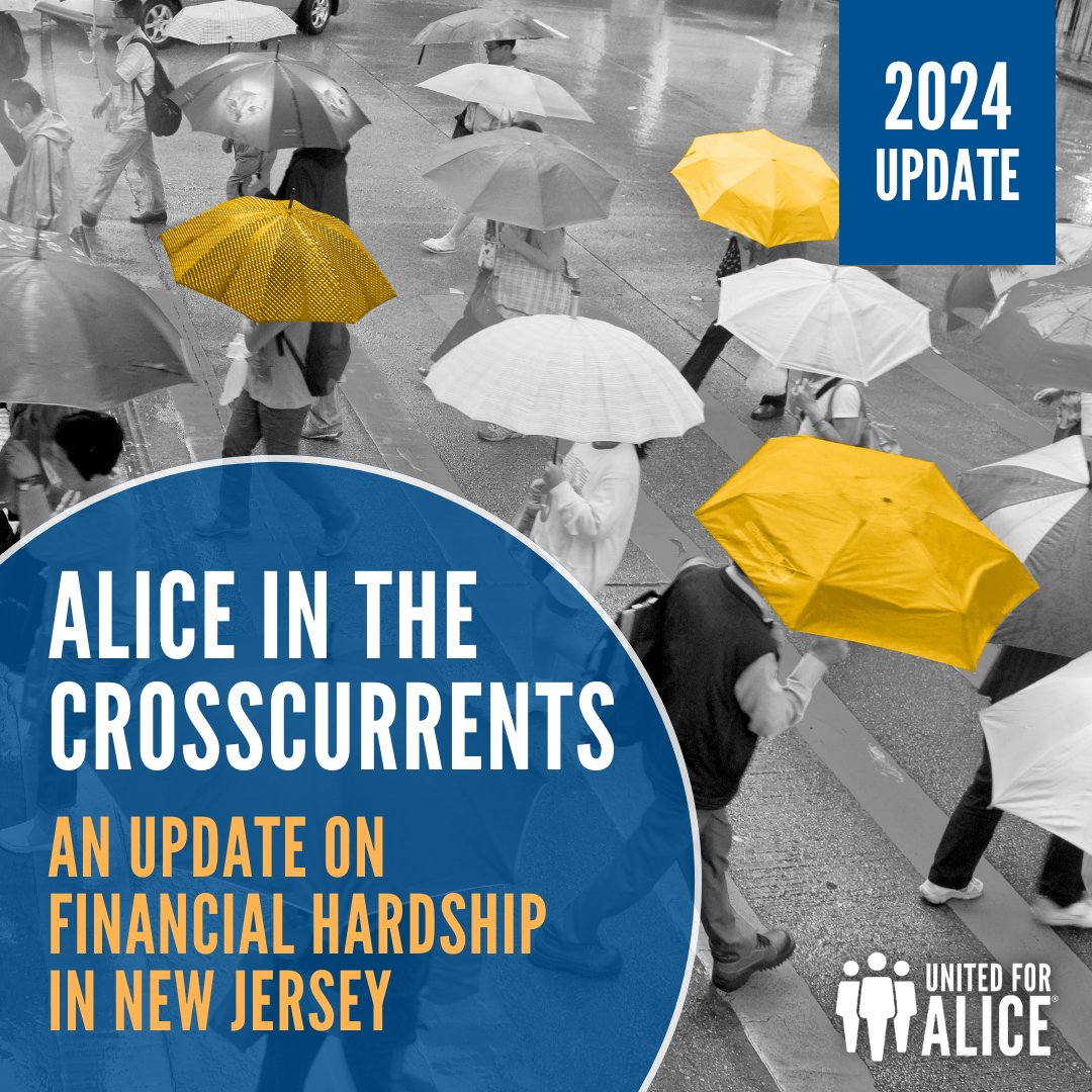 #Oneyearlater, ALICE's journey continues. How has financial hardship shifted? Learn more in our new release: "ALICE in the Crosscurrents: An Update on Financial Hardship in New Jersey.” ☔
UnitedForALICE.org/New-Jersey 
Stay tuned for insights! #ALICE2024