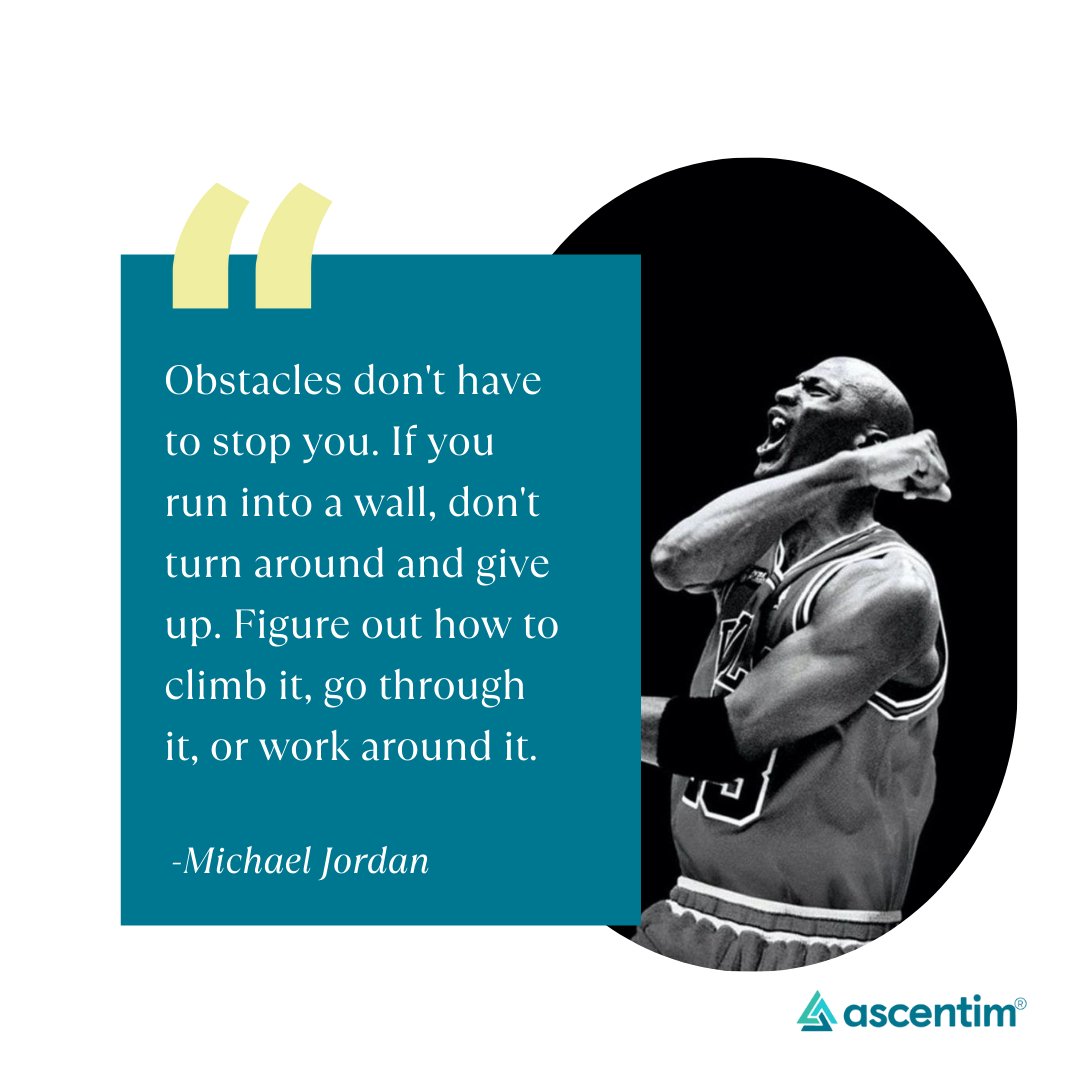 🌟 Don't Let Obstacles Dictate Your Journey! 

'Obstacles don't have to stop you. If you run into a wall, don't turn around and give up. Figure out how to climb it, go through it, or work around it.' - Michael Jordan
