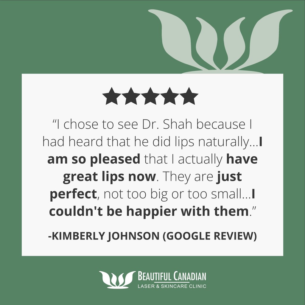 Thank you Kimberly! 'Natural-looking' is a skill we're so glad Dr. Shah and Dr. Garcia have!

Full review: l8r.it/jmpf

#clienttestimonial #testimonial #lipfiller #cosmeticinjector #dermalfillers #customerloyalty #5starreview #surreyskinclinic #vancouverskinclinic