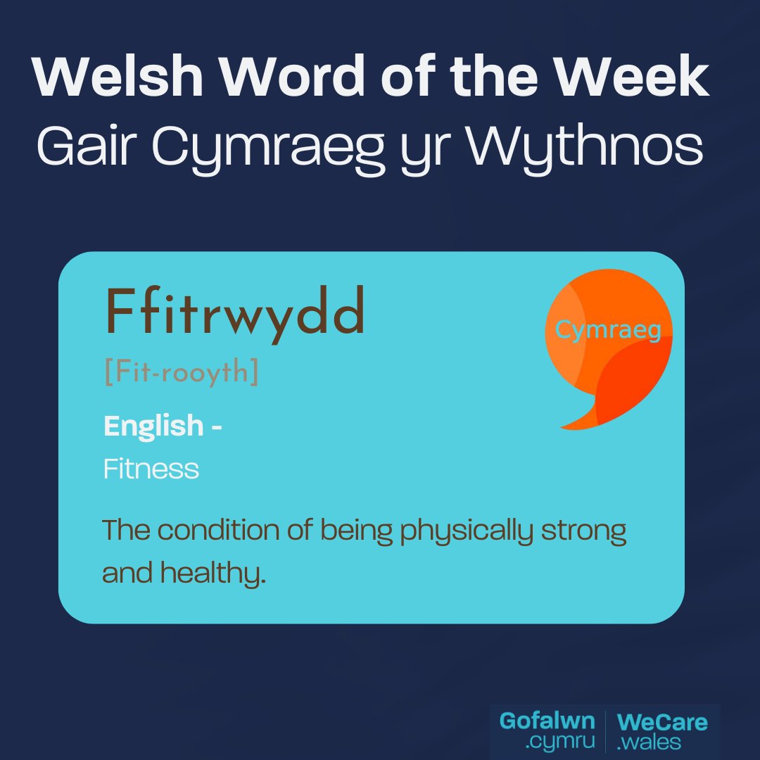This week's #WelshWednesday word is Ffitrwydd.🦾 Ffitrwydd meaning 'fitness' is the condition of being physically strong and healthy. Going to the gym, running, swimming; what do you like to do to keep fit? ⬇️