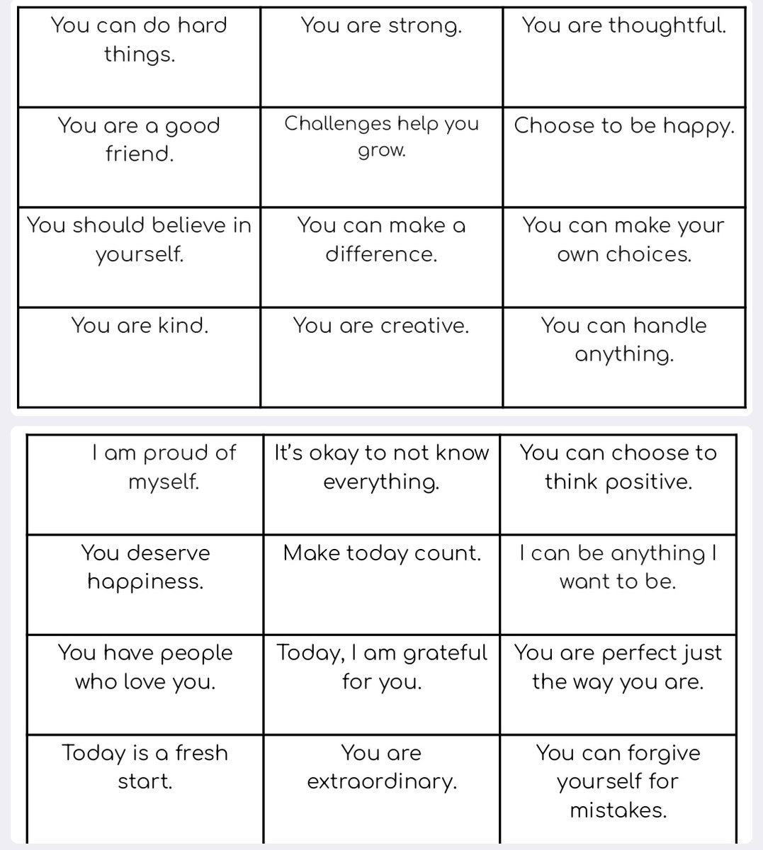 When Ss are feeling discouraged, a few positive words can go a long way. ❤️️ Check out this collection of affirmations that T @ElemPE1 created to share with Ss! ⬇️ #TeachPos