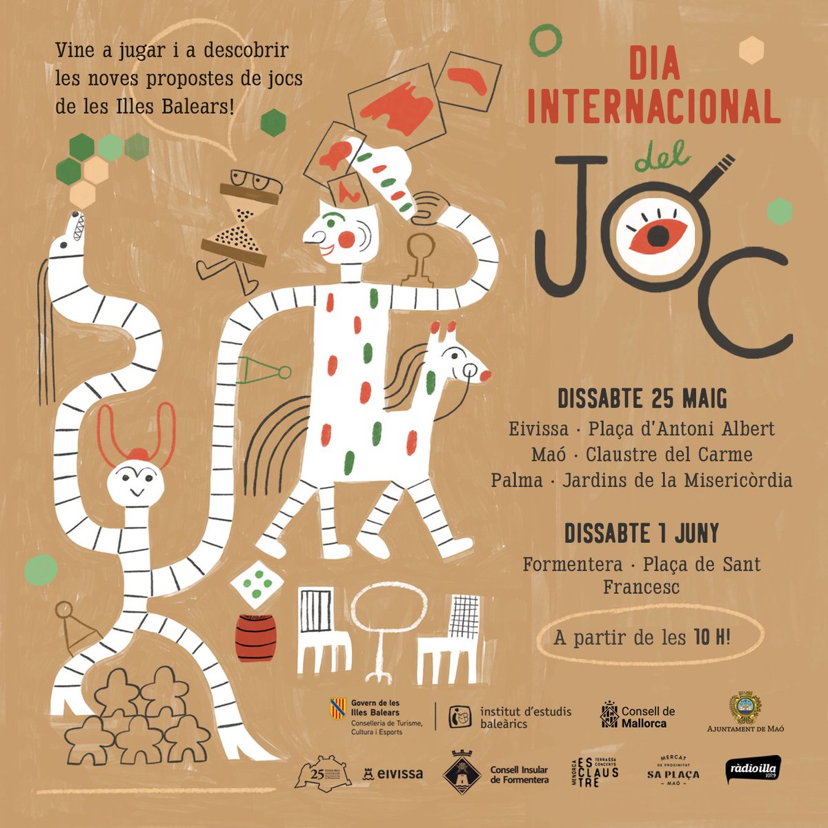 L’ @IEBalearics torna a oferir els tallers de jocs de taula 🎲🧩🃏 per fomentar l’ús de llengua catalana en el marc de la celebració del Dia Internacional del Joc, que tindrà lloc el pròxim dissabte 25 de maig a Eivissa, Menorca i Mallorca, i el 2 de juny a Formentera🗓️📍