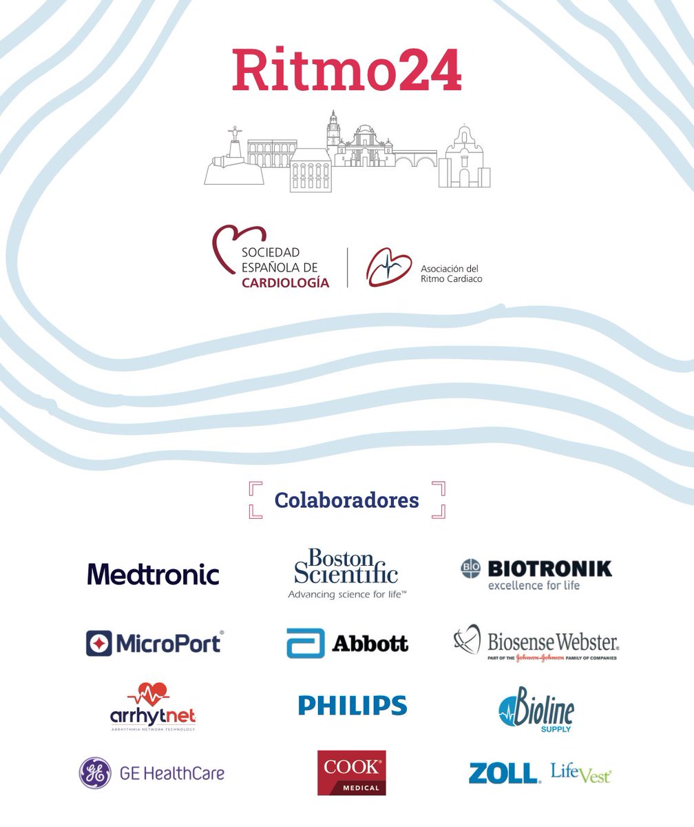 #Ritmo24 no sería posible sin la ayuda de nuestros colaboradores @MedtronicES @BSCCardiology @BiotronikES @MicroPort @AbbottNews @BiosenseWebster @PhilipsSpain @ArrhytNeT @ComercialZOLL @GEHealthCare_ES @CookMedical a todos gracias!!