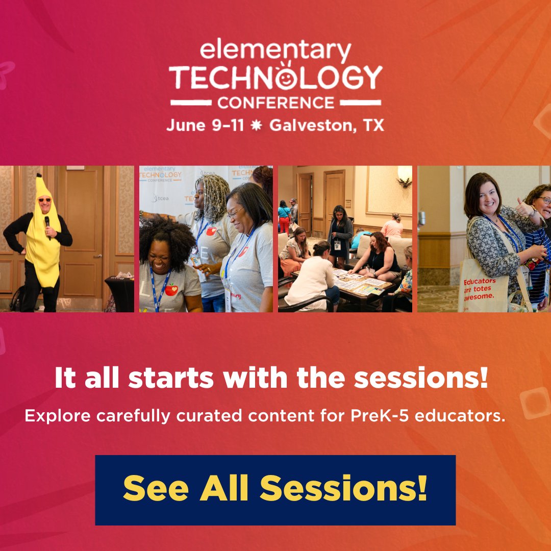 Attending the Elementary Technology Conference? Which session are you looking forward to? 🎤Session Listing: sbee.link/hmja6y9e4b 🎫Register: sbee.link/af4xbtvjhd #edutwitter #elemchat #teachertwitter #txed