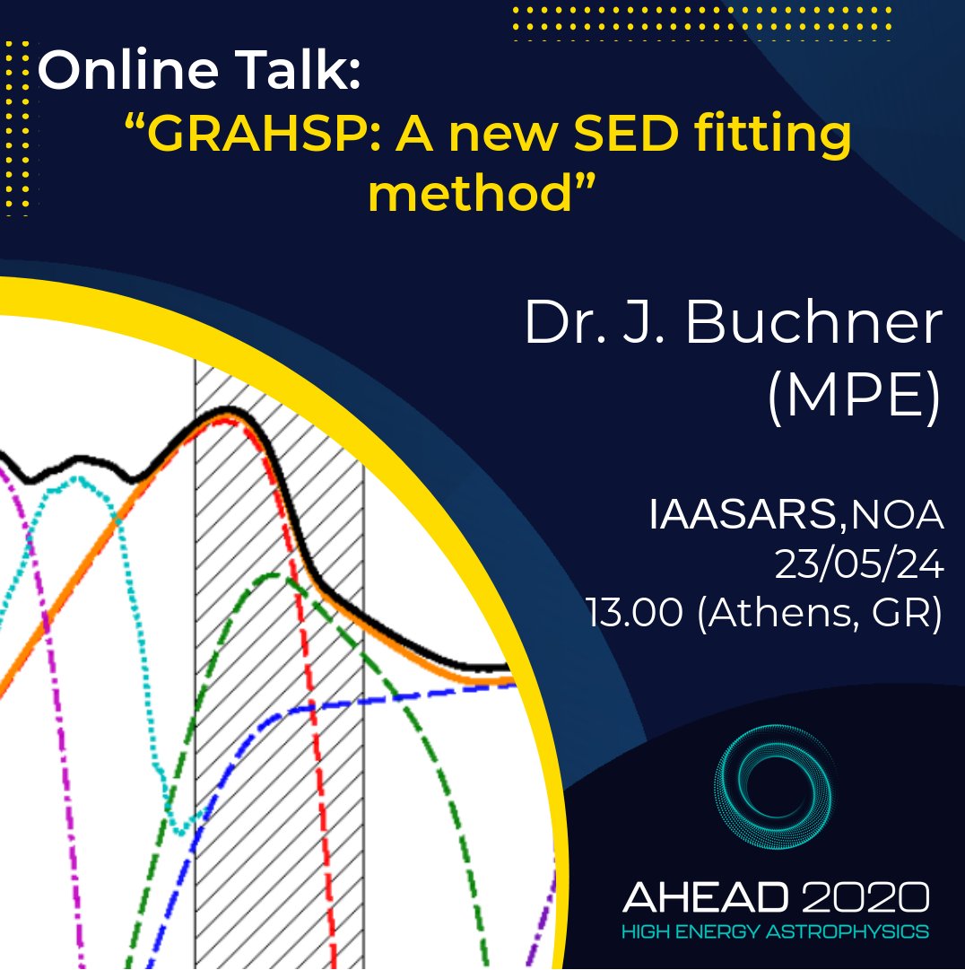 🤩 ONLINE Talk: 'GRAHSP: A new SED fitting method' by Dr. J. Buchner (MPE) 🏛️ IAASARS , Nat. #Observatory of Athens ⏲️ May 23, 2024, 13:00 (GR time) ℹ️ ahead.astro.noa.gr/?p=3070