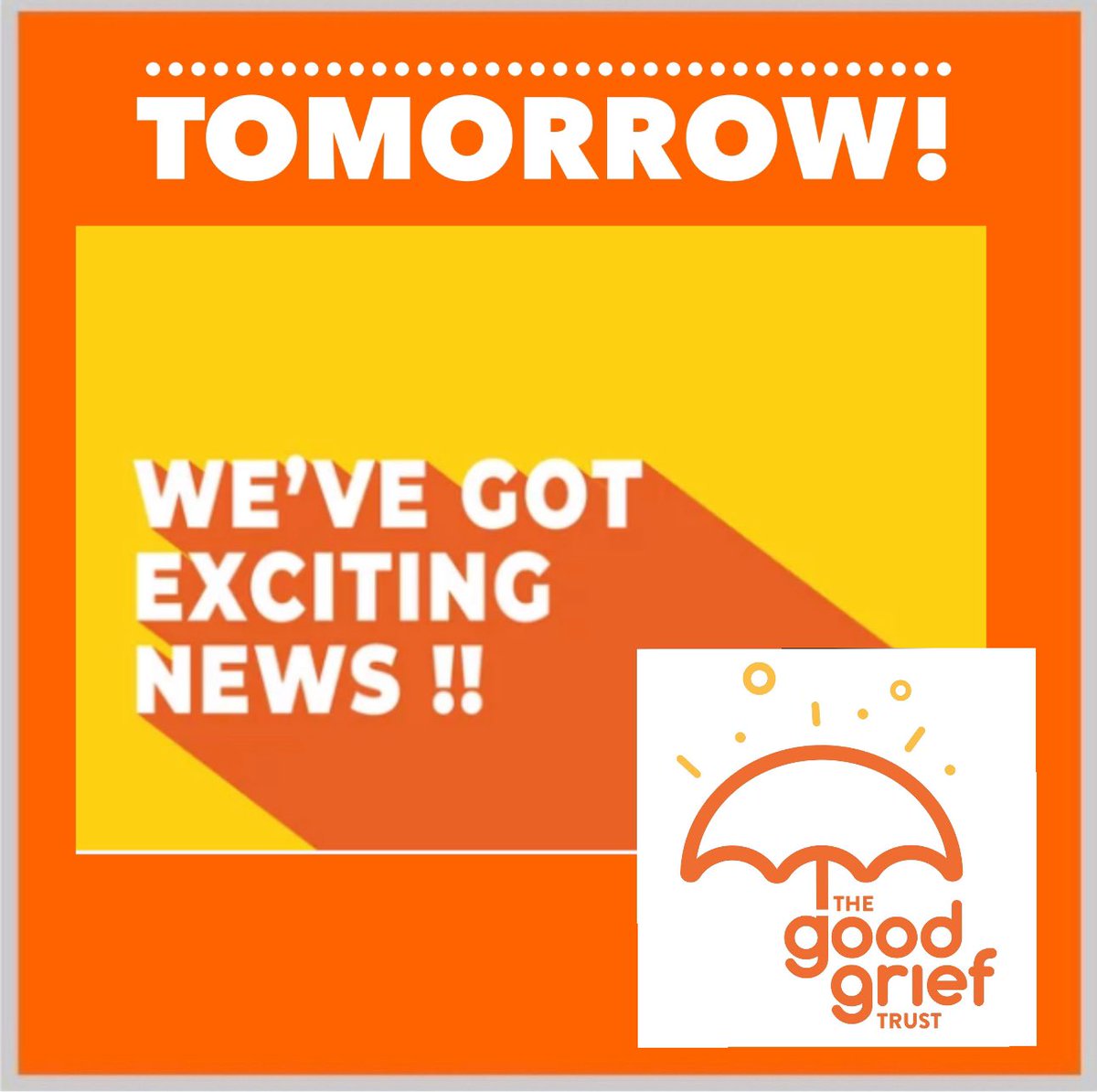 We cannot wait to share some exciting news with you all tomorrow! 🧡☂️ 🧡☂️🧡