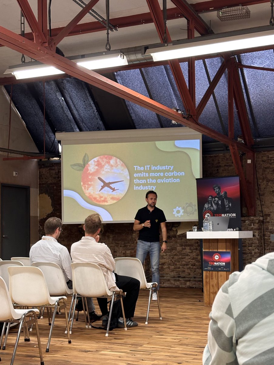 dawntraoz's tweet photo. An insightful and mind-blowing talk about the sustainability code called “May the Green Code be with you” 🌱

Thanks @TEQnationConf &amp; #MarcoKuiper for bringing awareness 🌍 https://t.co/CCxCgencQZ