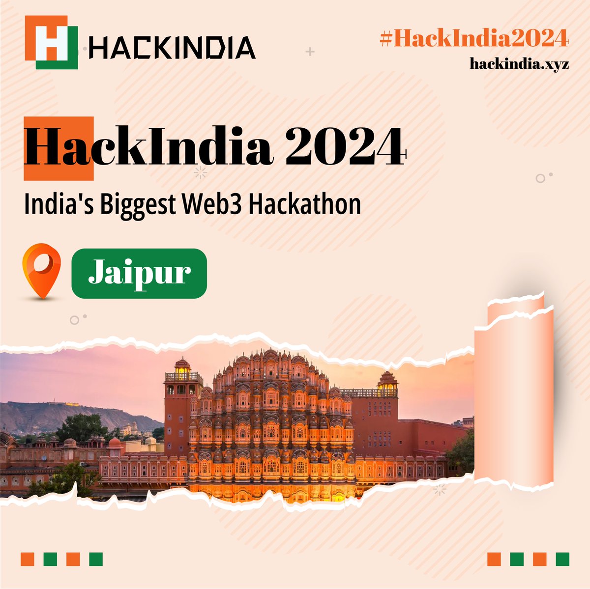 Get ready, Jaipur! Spark 2/7 of #HackIndia2024 is set to be in your city. Stay tuned for more details on dates and venue. Know more and register now: hackindia.xyz #Hackathon #Web3Hackathon #HackIndia #Web3Innovation #Jaipur
