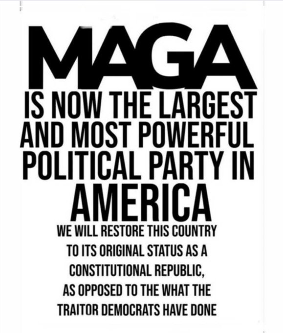 🚂Penny576🚃 MAGA is the largest Political Party in America. We will restore our Constitutional Republic! @scaryguy @TMzedg @x4eileen @4321parker @JimGagnon6 @PSwal807 @Texas_jeep__guy @1GaryBernstein @Thedeleted3 @2d7ba3001f664c9 @FreyjaTarte @cmir_r @EdColon14 @lighthouse_beam