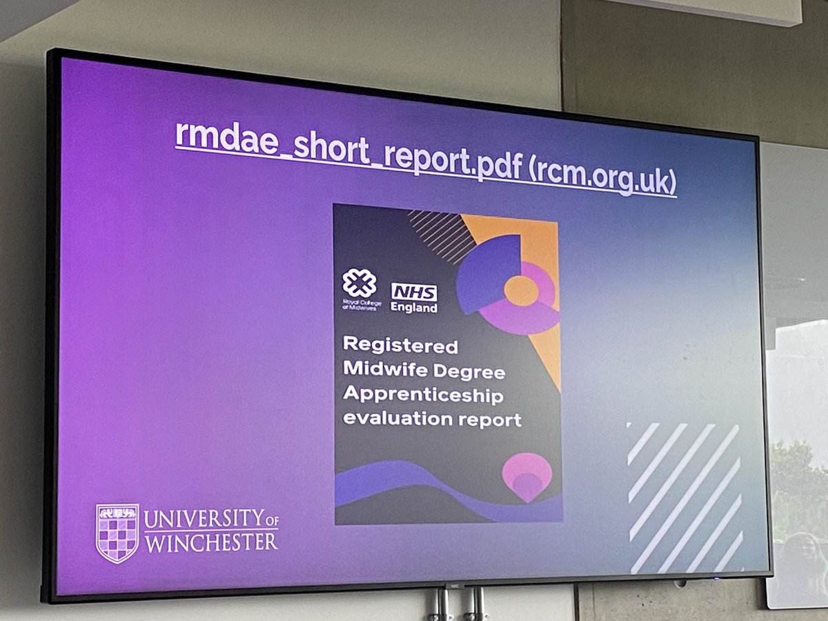 HeatherB_RCM's tweet photo. The Dean of @_UoW highlighting the positive findings of the @MidwivesRCM and @NHSE_WTE report on Registered Midwife Degree Apprenticeships. If you haven’t read it yet, worth a read. @rgriffinskill @sallyashtonmay #RMDA #Apprentices https://t.co/3iyVfXOsiV